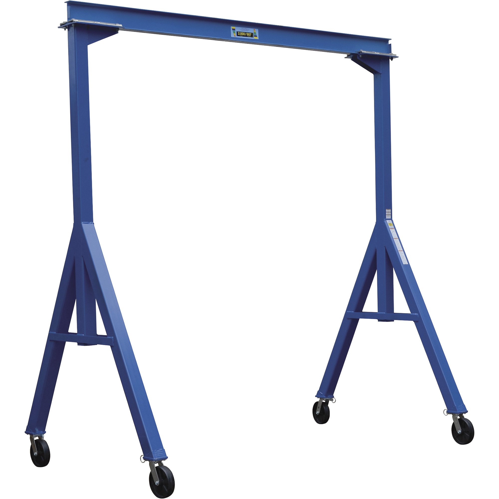 Vestil Steel Fixed Gantry Crane with Glass Filled Nylon Casters — 2,000-Lb. Capacity, 10ft. x 10ft., Model# FHS-2-10